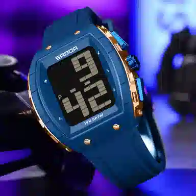 三达 时尚潮流老人整点报时大字腕表 电子机芯 硅胶表带 国表 男女同款 白色表盘