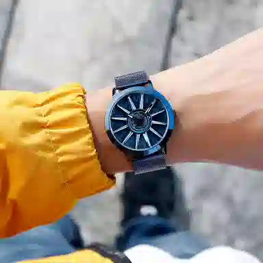 三达石英机芯 合金表带 国表 男表 蓝色表盘 潮流腕表