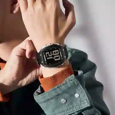 三达 时尚潮流老人整点报时大字腕表 电子机芯 硅胶表带 国表 男女同款 白色表盘