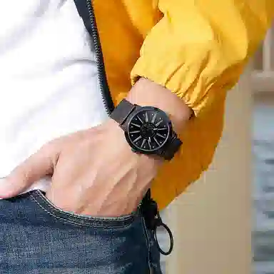 三达石英机芯 合金表带 国表 男表 蓝色表盘 潮流腕表