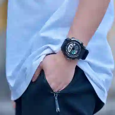 三达 时尚潮流学生腕表 电子+石英机芯 塑胶表带 国表 男表 黑色表盘 防水夜光