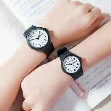 三达国表双日历电子石英机芯表户外防水简约男女学生情侣腕表男女同款 黑色表盘