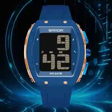 三达 时尚潮流老人整点报时大字腕表 电子机芯 硅胶表带 国表 男女同款 白色表盘