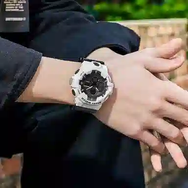 三达新款电子表双显多功能时尚潮流创意户外防水黑色表盘男士腕表国表电子+石英机芯