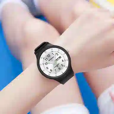 三达学生简约休闲潮流手表双历夜光防水石英机芯黑色表盘男表国表