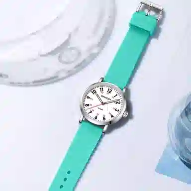 三达简约时尚考生专用静音走时超薄表壳 石英机芯 硅胶表带 国表 男女同款 白色表盘 防水夜光