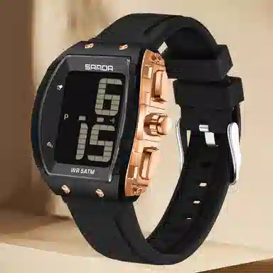 三达 时尚潮流老人整点报时大字腕表 电子机芯 硅胶表带 国表 男女同款 白色表盘