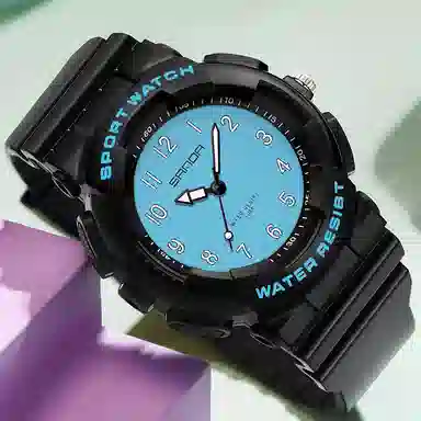 三达小清新数字式时尚百搭防水男女学生手表国表白色表盘石英机芯男女同款