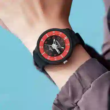 三达学生简约休闲潮流手表双历夜光防水石英机芯黑色表盘男表国表