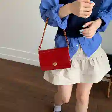 JIANGLIDA Vintage Chain Shoulder Bag Red