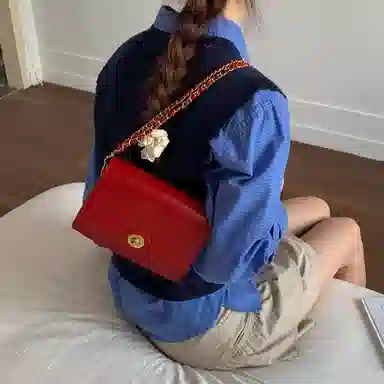 JIANGLIDA Vintage Chain Shoulder Bag Red