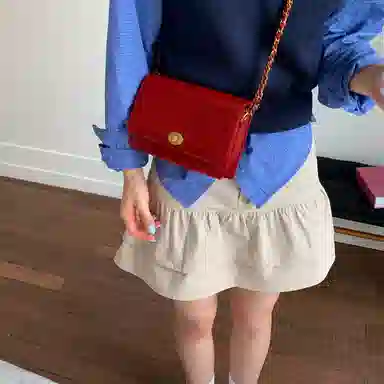 JIANGLIDA Vintage Chain Shoulder Bag Red