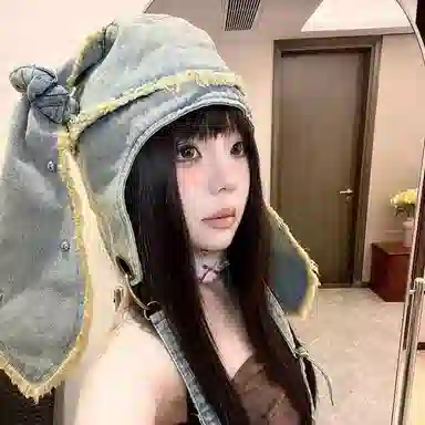 SLEEPYWALK Vintage Rabbit Ear Beanie Denim