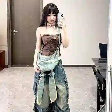 SLEEPYWALK Vintage Rabbit Ear Beanie Denim