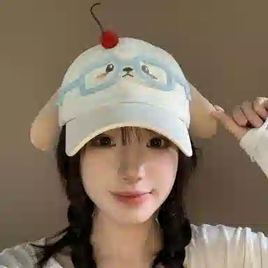 樱桃果子小狗主题单品 尚先生 可爱少女心百搭显脸小配饰 棉与聚酯纤维材质 草帽时尚鸭舌帽 男女同款情侣款