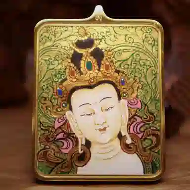 玉临门 国风吉祥如意八大守护神唐卡热贡手绘 合金 吊坠 男女同款情侣款