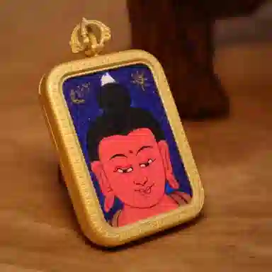 玉临门 国风民族风转运护身阿隬陀佛唐卡热工手绘 合金 吊坠 男女同款情侣款 礼盒装