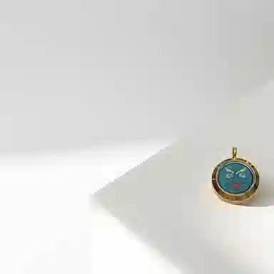 玉临门 国潮官运亨通步步高升绿财神圆形唐卡热贡手绘 合金 吊坠 男女同款情侣款 送 男 女朋友 七 夕礼 物 礼盒包装