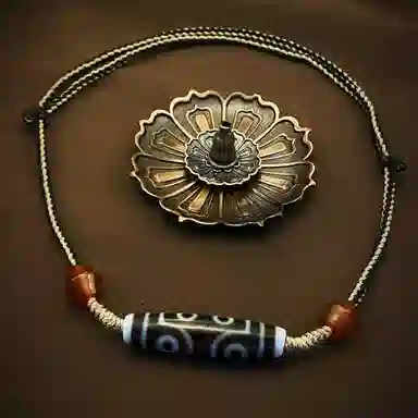 玉临门 新中式天珠藏式民族风护身吊坠佛珠 纯手工编织 七眼天珠 玛瑙 项链 男女同款情侣款 礼盒包装