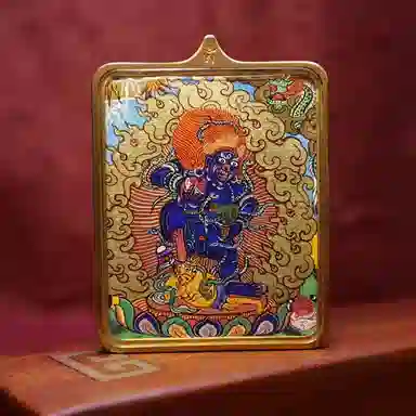 玉临门 国风黑财神唐卡热贡手绘 合金 项坠/吊坠 男女同款情侣款 礼盒