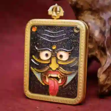 玉临门 国潮吉祥平安扎基拉姆唐卡热贡手绘 合金 吊坠 男女同款情侣款