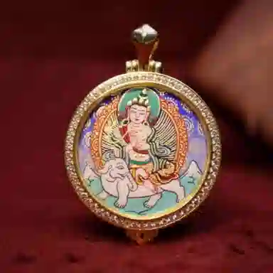 玉临门 国潮招财转运八大守护神唐卡热贡手绘 合金 吊坠 男女同款情侣款 礼盒