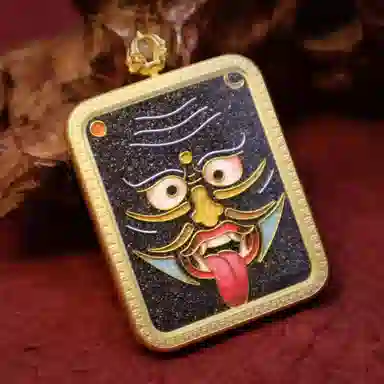 玉临门 国潮吉祥平安扎基拉姆唐卡热贡手绘 合金 吊坠 男女同款情侣款