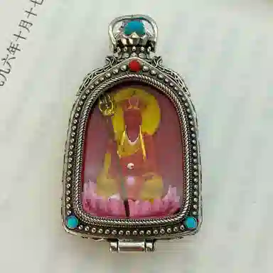 玉临门 国风纳福转运地藏菩萨唐卡热贡手绘 合金 吊坠 男女同款情侣款