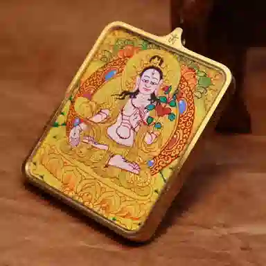 玉临门 新中式民族风增长福慧白度母唐卡热贡手绘母 合金 吊坠 男女同款情侣款