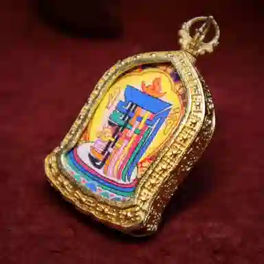 玉临门 国潮富贵吉祥十相自在唐卡热贡手绘 合金 吊坠 男女同款情侣款