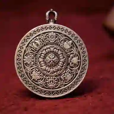 玉临门 新中式西藏复古莲花生大士唐卡热贡手绘 合金 吊坠 男女同款情侣款 礼盒