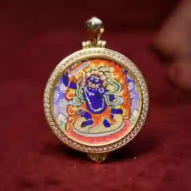 玉临门 国潮招财转运八大守护神唐卡热贡手绘 合金 吊坠 男女同款情侣款 礼盒