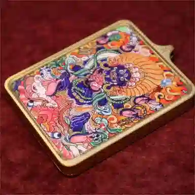 玉临门 新中式藏式复古大黑天唐卡热贡手绘 合金 项坠/吊坠 男女同款情侣款 礼盒