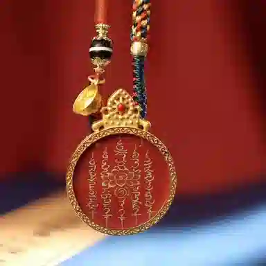 玉临门 新中式民族风顺利人缘财运健康莲花五条圆形唐卡热贡手绘 合金 吊坠 男女同款情侣款 送 男 女朋友 七 夕礼 物 礼盒包装