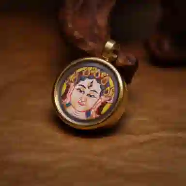 玉临门 新中式平安吉祥白度母唐卡热贡手绘 合金 吊坠 男女同款情侣款