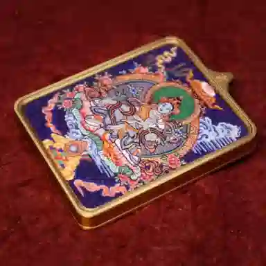 玉临门 新中式复古西藏绿度母唐卡热贡手绘 合金 吊坠 男女同款情侣款