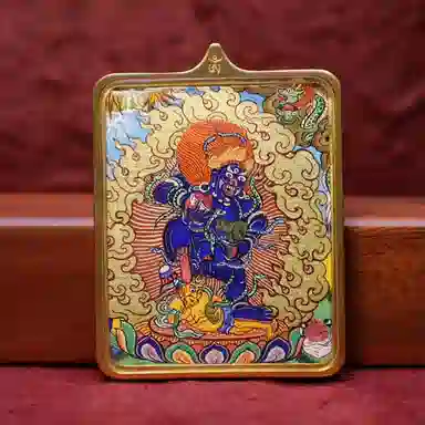 玉临门 国风黑财神唐卡热贡手绘 合金 项坠/吊坠 男女同款情侣款 礼盒