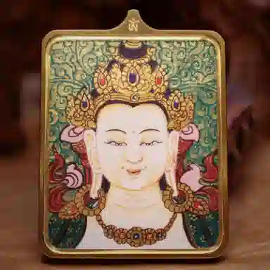 玉临门 国风吉祥如意八大守护神唐卡热贡手绘 合金 吊坠 男女同款情侣款