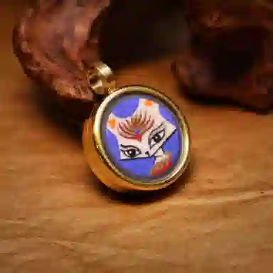 玉临门 新中式国转运纳福潮狐仙唐卡热贡手绘 合金 吊坠 男女同款情侣款