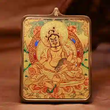 玉临门 新中式民族风财源广进黄财神唐卡热贡手绘 合金 项坠/吊坠 男女同款情侣款 礼盒包装