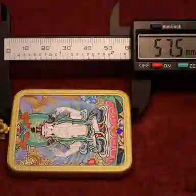 玉临门 【臻藏.文创】藏式 四臂观音热贡手绘唐卡 招财纳福 平安 复古民族风编绳唐卡 合金 项链 男女同款情侣款