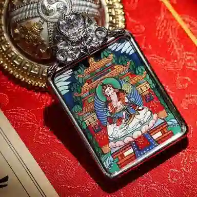 玉临门 国风民族风平安一切顺利八大守护神热工手绘唐卡 合金 吊坠 男女同款情侣款 送 男 女朋友 七 夕礼 物 礼盒包装