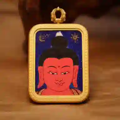 玉临门 国风民族风转运护身阿隬陀佛唐卡热工手绘 合金 吊坠 男女同款情侣款 礼盒装