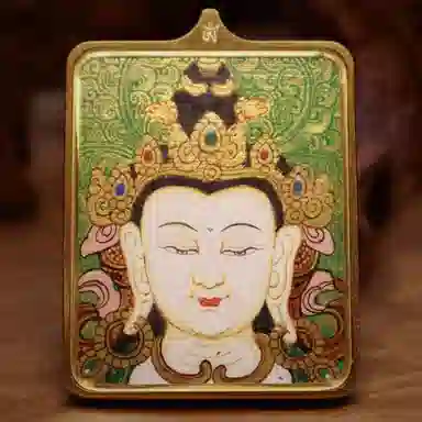 玉临门 国风吉祥如意八大守护神唐卡热贡手绘 合金 吊坠 男女同款情侣款