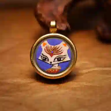 玉临门 新中式国转运纳福潮狐仙唐卡热贡手绘 合金 吊坠 男女同款情侣款