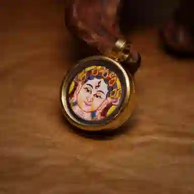 玉临门 新中式平安吉祥白度母唐卡热贡手绘 合金 吊坠 男女同款情侣款