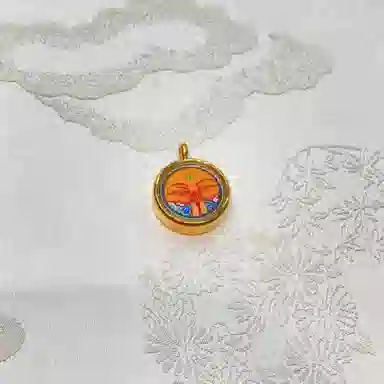 玉临门 国风民族风家和事兴福德无量圆形祥云法眼唐卡热贡手绘 合金 吊坠 男女同款情侣款 送 男 女朋友 七 夕礼 物 礼盒包装