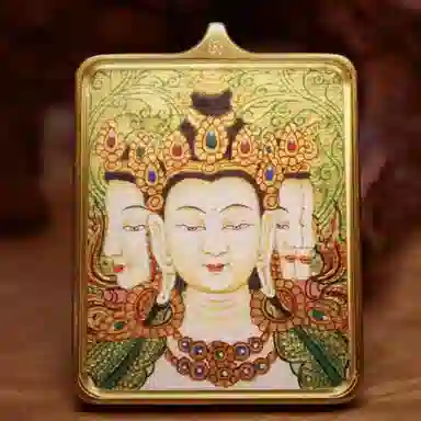 玉临门 国风吉祥如意八大守护神唐卡热贡手绘 合金 吊坠 男女同款情侣款