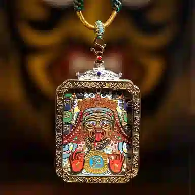 玉临门 国风民族风藏式复古平安顺利纳福扎基拉姆唐卡热贡手绘 合金 项坠 男女同款情侣款 送 男 女朋友 七 夕礼 物 礼盒包装