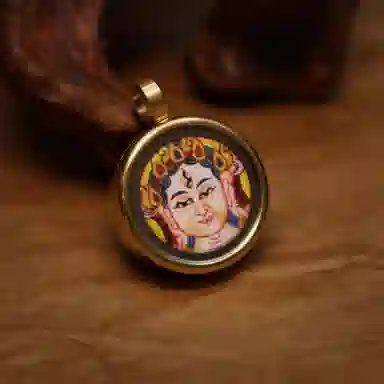 玉临门 新中式平安吉祥白度母唐卡热贡手绘 合金 吊坠 男女同款情侣款